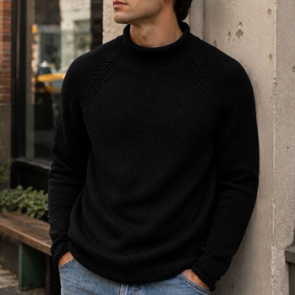 J Crew 1988 Rollneck Black Sweater Cotton 90s Style Preppy Casual BW186 Women L - Picture 15 of 16